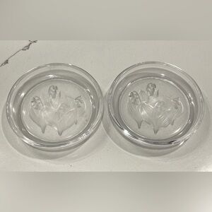 Sasaki Crystal, Lily Of the Valley Coasters Set. SIZE: 4 1/4" Diameter